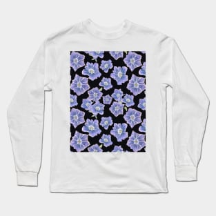 Violet Gentain Floral Pattern Long Sleeve T-Shirt